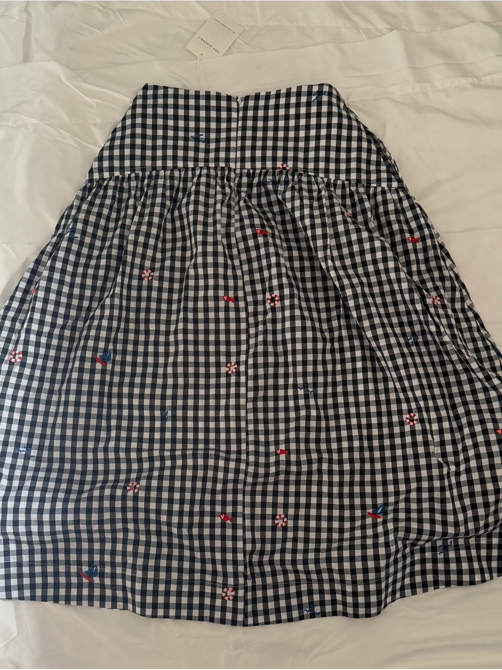 Black & White Gingham Maxi Skirt with Red & Blue Embroidery - Picture 2 of 2